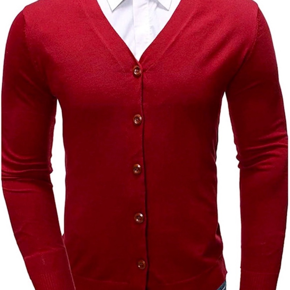 Men's Cotton V-Neck Button Down Cardigan